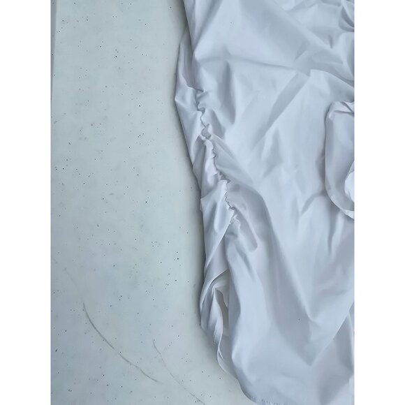 New York & Company Womens White Sleeveless Ruffle Front Button-Up Blouse - Picture 4 of 7